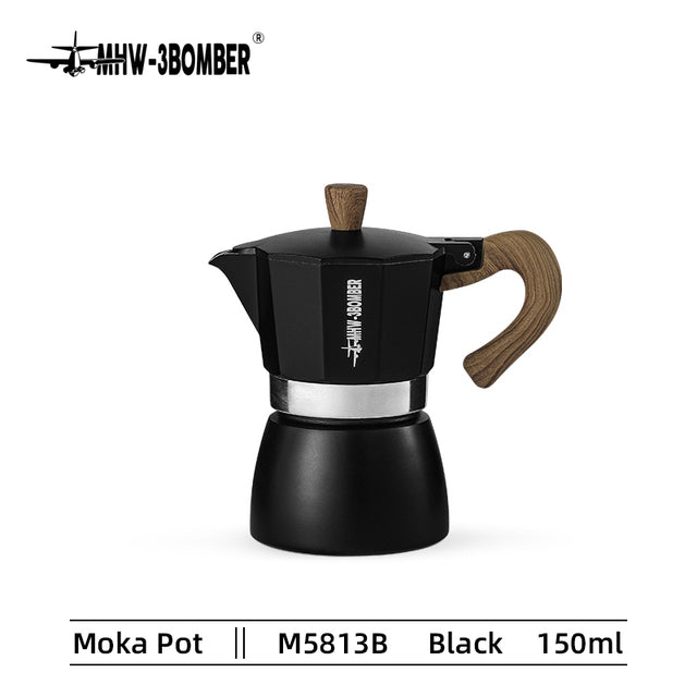 Cafetière Moka vintage à manche en bois pour cafés italiens et cubains