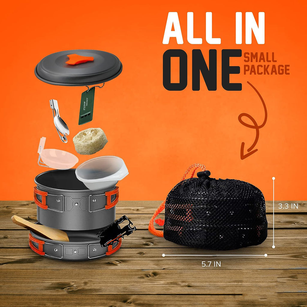 Ensemble de cuisson portable de camping avec réchaud