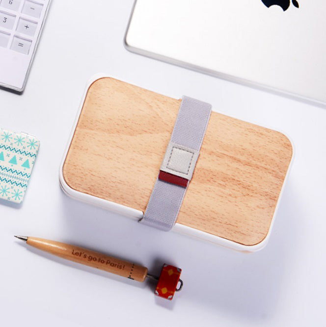 Boîte à déjeuner japonaise compatible micro-ondes avec motif grain de bois