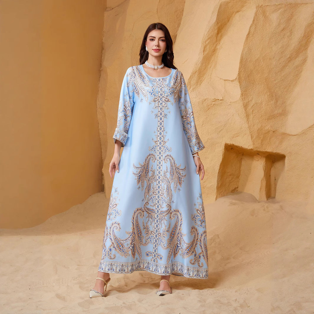 Rhinestone Abaya Dress