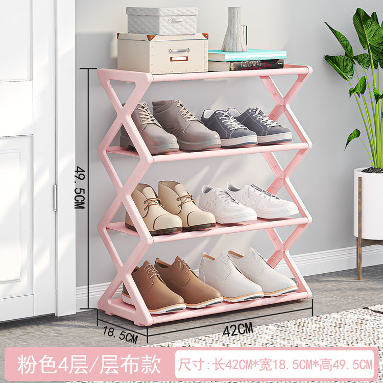 Étagère à chaussures multifonctionnelle en X à deux niveaux