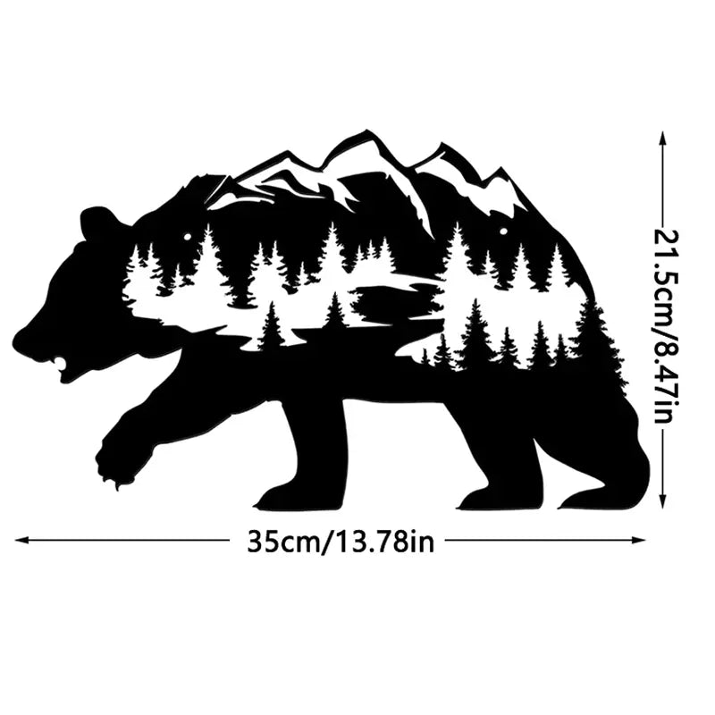 Décoration murale Ours en métal pour ambiance rustique forestière (1 pièce)