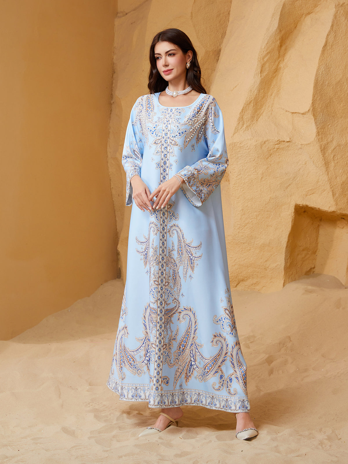 Rhinestone Abaya Dress