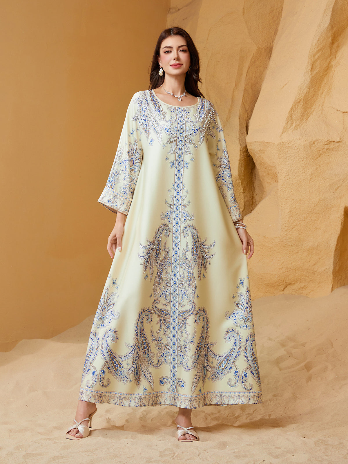 Rhinestone Abaya Dress