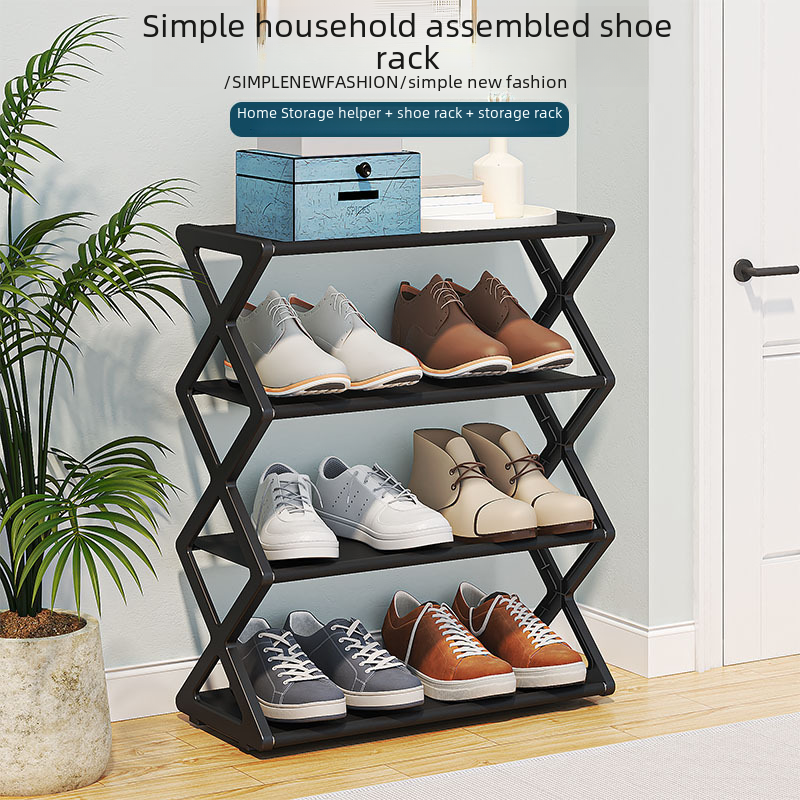 Étagère à chaussures multifonctionnelle en X à deux niveaux