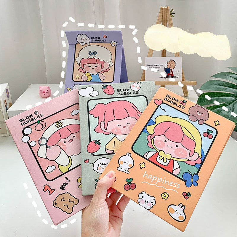 Cute Cartoon Folding Makeup Mirror - Portable Heart Design