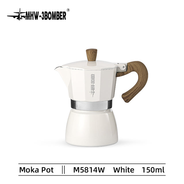 Cafetière Moka vintage à manche en bois pour cafés italiens et cubains