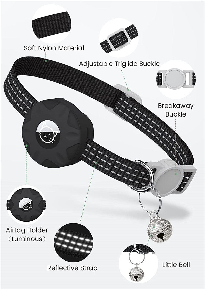 Traceur de collier pour chat Apple AirTag avec sac réfléchissant