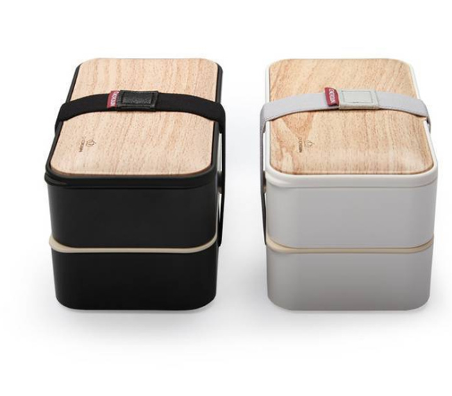 Boîte à déjeuner japonaise compatible micro-ondes avec motif grain de bois