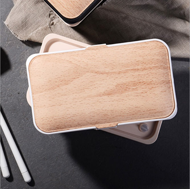 Boîte à déjeuner japonaise compatible micro-ondes avec motif grain de bois