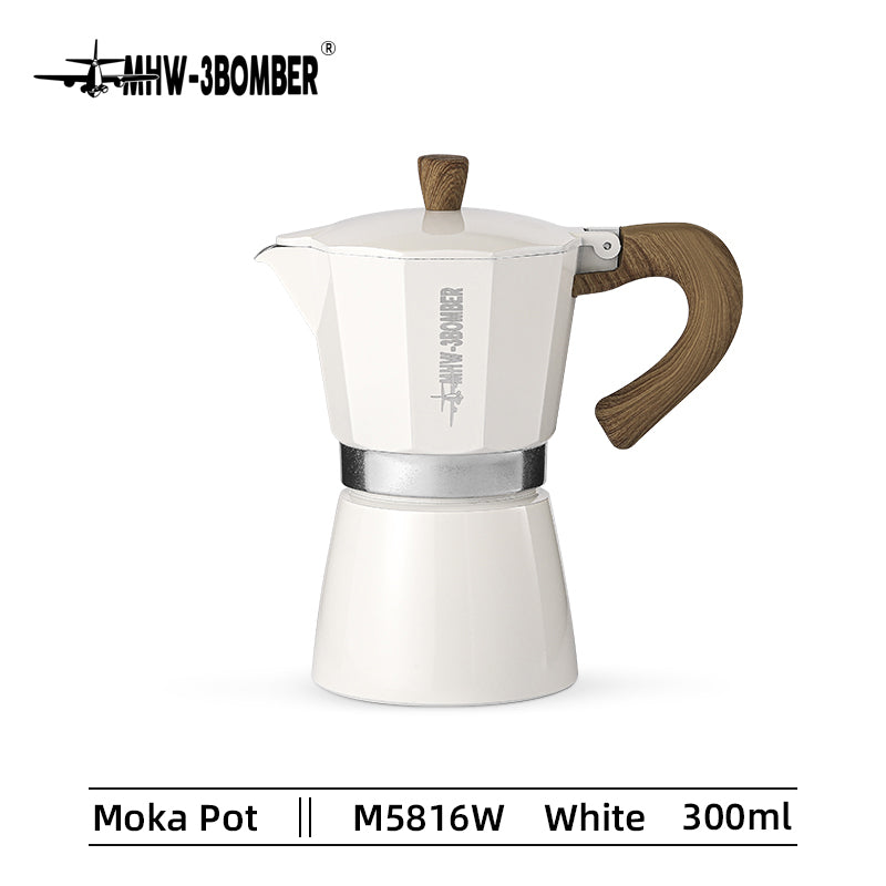 Cafetière Moka vintage à manche en bois pour cafés italiens et cubains