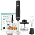 Mixeur plongeant 4-en-1 Vospeed 1000 W avec hachoir, fouet, gobelet doseur 600 ml, mixeur plongeant électrique avec deux vitesses réglables, poignée ergonomique et amovible