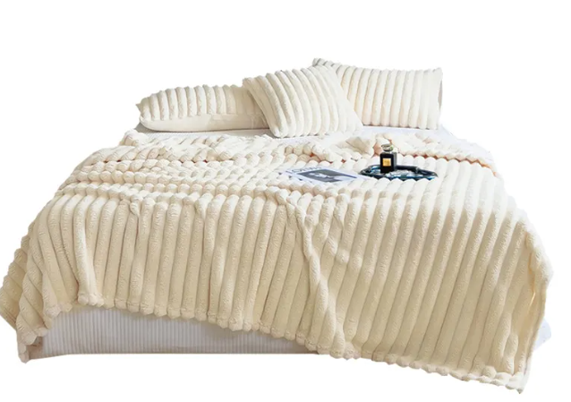 Couverture de canapé tricotée en velours double face ultra-douce en peluche de lapin