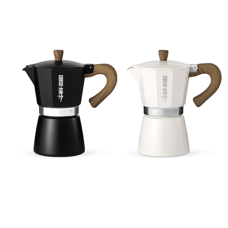 Cafetière Moka vintage à manche en bois pour cafés italiens et cubains