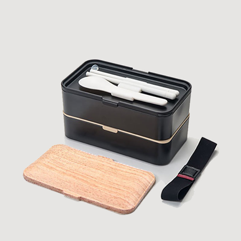 Boîte à déjeuner japonaise compatible micro-ondes avec motif grain de bois