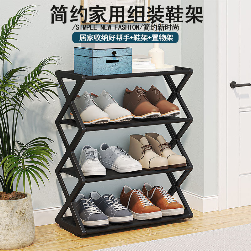 Étagère à chaussures multifonctionnelle en X à deux niveaux