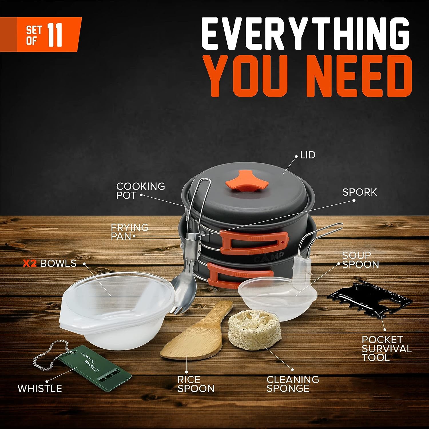 Ensemble de cuisson portable de camping avec réchaud