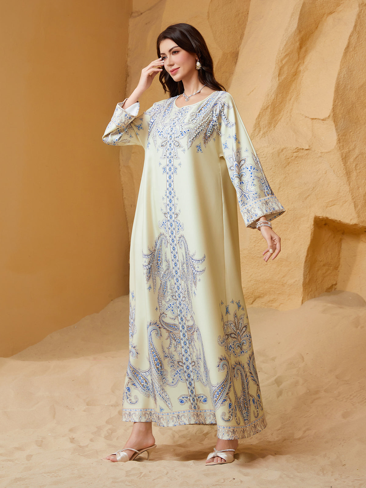 Rhinestone Abaya Dress